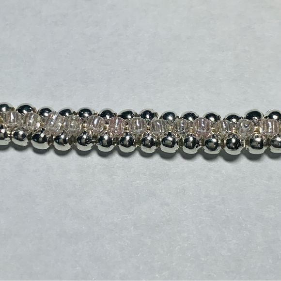 Artisan Hand Crafted Beaded Bracelet Glass Pink Purple Silver - Picture 3 of 4